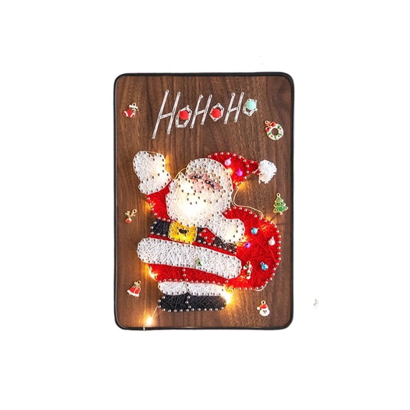 SUTWOEN DIY Christmas Tree String Art Kit Complete Nail Winding Thread Painting Set With LED Lights Ornaments Wooden Board For Adult Wall Decor