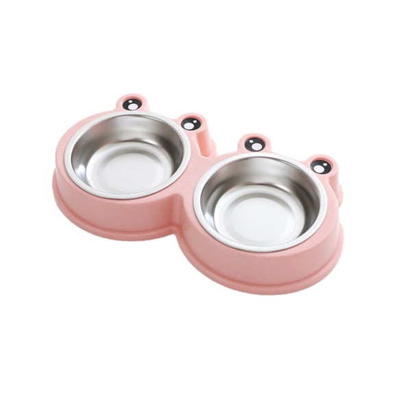 SUTWOEN Double Dog Cat Bowls Premium Stainless Steel Pet Bowls with No-Slip Stainless Steel Cute Modeling Pet Food Water for Feeder Dogs Cats Rabbit and Pets