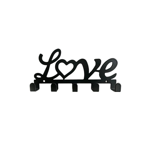 SUTWOEN Metal Love Wall Hooks Decorative Key Stand With 5 Hooks For Entryway And Home Organization