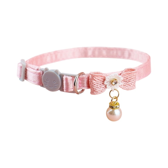 SUTWOEN Pink Cat Collar Breakaway, Adjustable Cute Cat Collar with Pearl | Girl Cats Collars with Safety Buckle Pink Bowtie Kitten Collars for Girl Cats