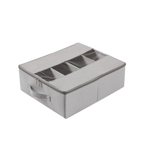 SUTWOEN Space-Saving Linen Shoe Storage Box Under-Bed Storage Fabric Dusts-Proof Damp Conditions-Proof Transparent Foldable Shoe Box