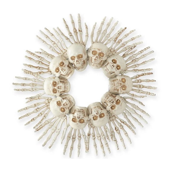SUTWOEN Spooky Skull Skeleton Hand Wreath Gothic Halloween Wall Hanging Decoration