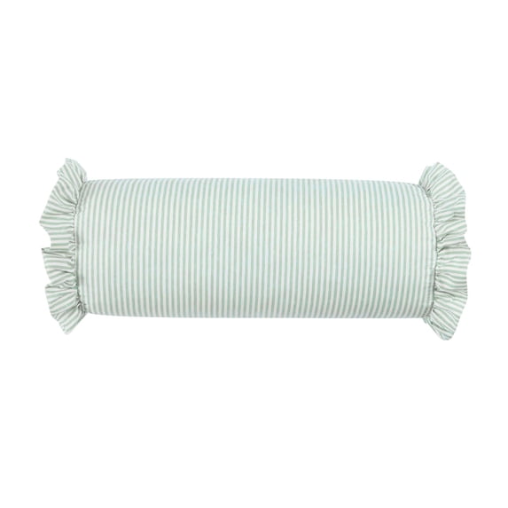 SUTWOEN Striped Ruffle Bolster Pillow, Decorative Cylinder Pillow with Ruffled Edges, Soft Cylindrical Neck Roll Support Pillow for Bed Sofa Sleeping and Relaxing