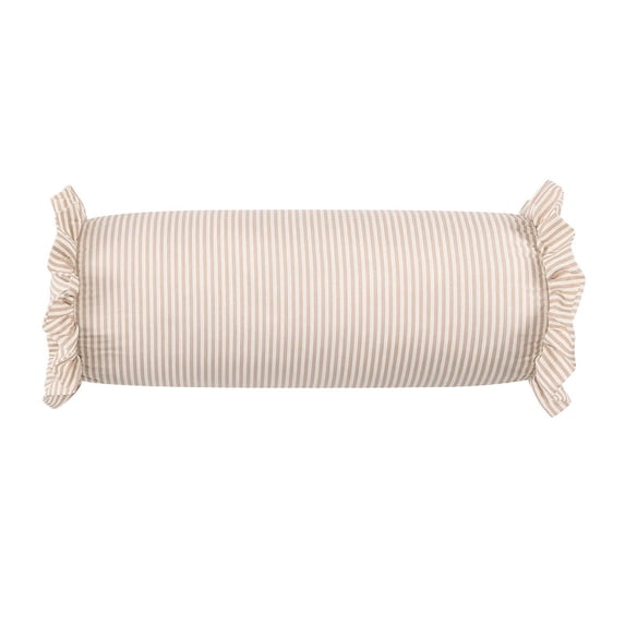 SUTWOEN Striped Ruffle Bolster Pillow, Decorative Cylinder Pillow with Ruffled Edges, Soft Cylindrical Neck Roll Support Pillow for Bed Sofa Sleeping and Relaxing