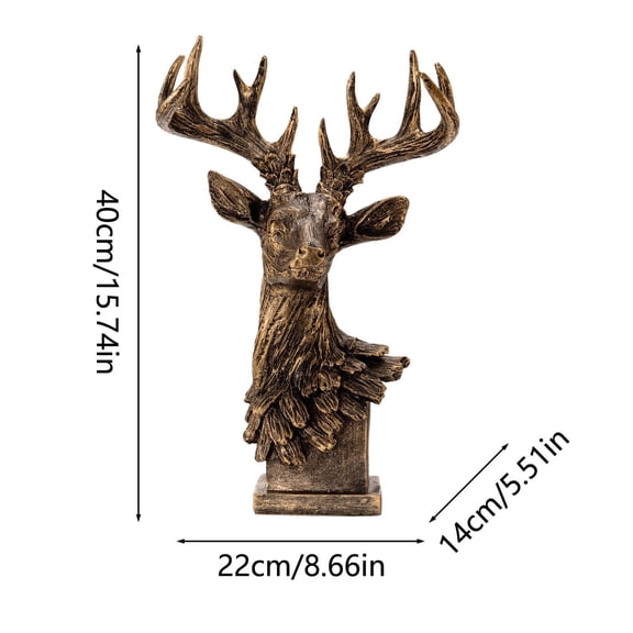 SUTWOEN This Vintage Resin Deer Head Sculpture Stands 40 Centimeters Tall And Features A Bust Of A Male Deer With Antlers It Is Ideal For Home Decor