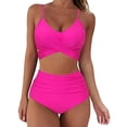 thumbnail image 1 of SUUKSESS Women Wrap Bikini Set Push Up High Waisted 2 Piece Swimsuits (M, Hot Pink), 1 of 3