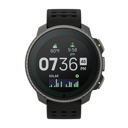 Suunto Vertical Unisex Titanium Solar Watch, 49mm Case Diameter, Titanium Bezel, Black Silicone Strap, One Size