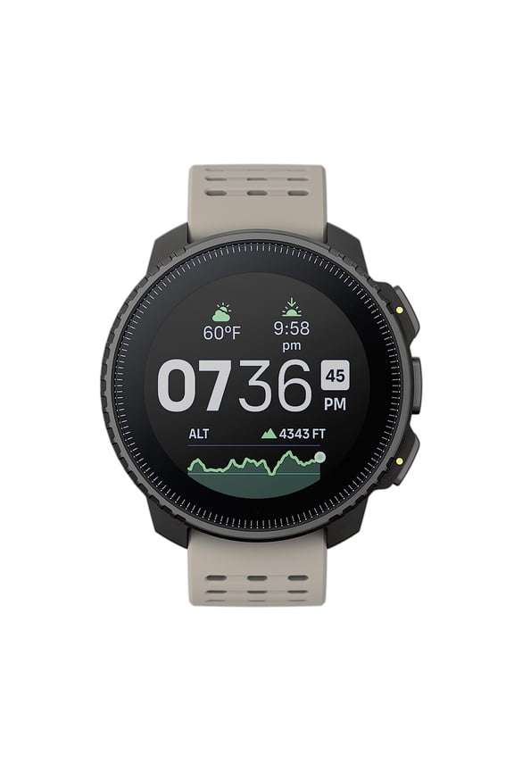 Vertical Unisex Watch, 49mm Case Diameter, Stainless Steel, Black/Sand Silicone Strap, One Size