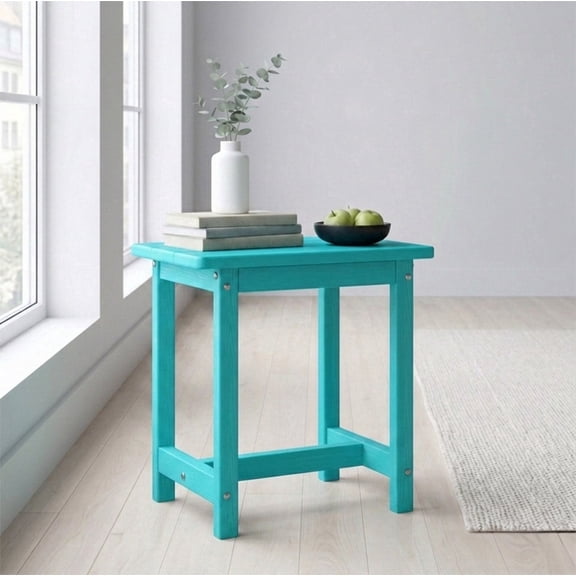 SUUNYN HDPE Outdoor Side Table, Weather Resistant Patio End Table, Aqua