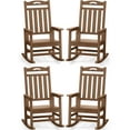 thumbnail image 1 of SUUNYN Set of 4 Outdoor Rocking Chairs, Oversized HDPE Porch Rockers for Patio Deck, All-Weather, 380lbs Load, Brown, 1 of 8