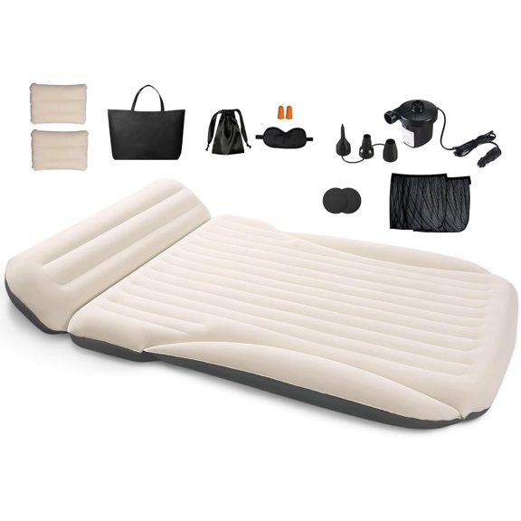 SUV Air Mattress for Car Camping - 6" Leakproof Inflatable Car Bed with Pillow & Electric Pump, Flocked Surface Travel Mattress for Trunk, Road Trip, Minivan, MPV