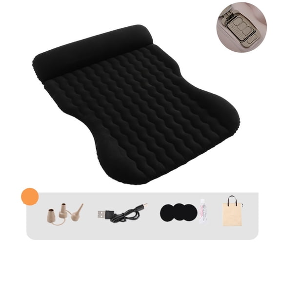 SUV Air Mattress for Car Camping, Thickened Inflatable Bed with Electric for Trunk and Back Seat, Travel Sleeping Pad with 2 Pillows for Road Trips Black 5.6x4.4ft