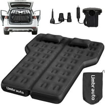 SUV Air Mattress, Dual Air Chambers Inflatable Car Trunk Bed with Electric Pump, Soft Flocked Surface, PVC Body & 210T Bottom, 4.7" Thick Car Camping Mattress for Road Trips, Black