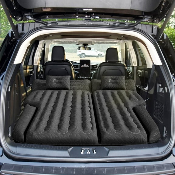 SUV Air Mattress Inflatable Car Air Beds Sleeping Pad Camping Trunk Bed with Electric Air Pump, Black