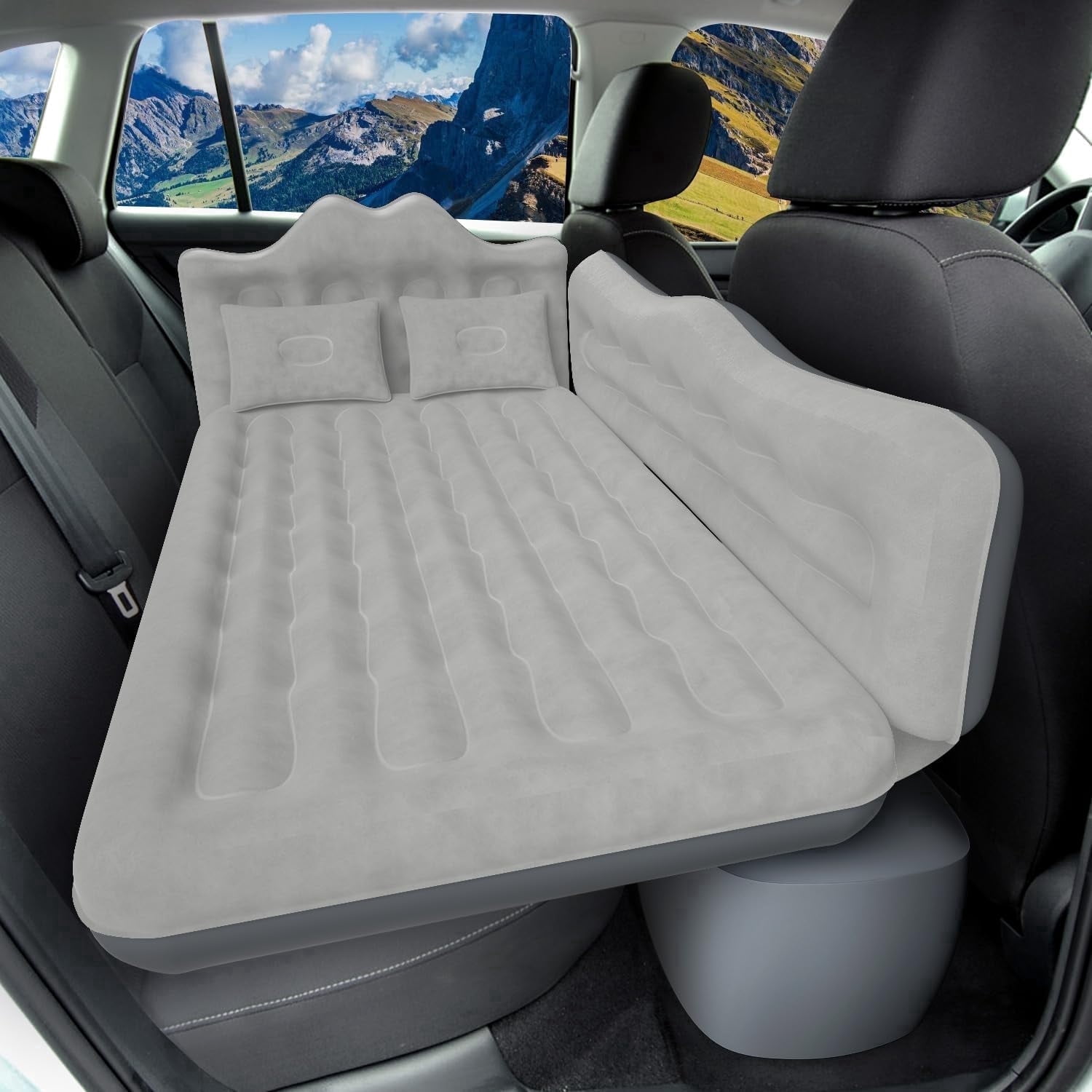Backseat Car Air Mattress, Inflatable AirBed for SUV Back Seat Trunk Sleeping, Van Rear Seat Camping Sleeping Bed with Electric Air Pump