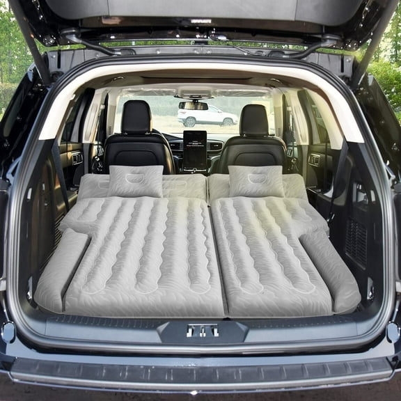 SUV Air Mattress Inflatable Car Air Beds Sleeping Pad Camping Trunk Bed with Electric Air Pump, Gray