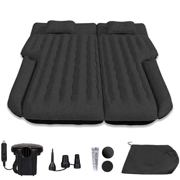 SUV Air Mattress Inflatable Car Trunk Camping Beds with Electric Air Pump Outdoor Sleeping Pad, Black