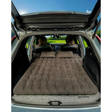 SUV Air Mattress, Inflatable SUV Mattress Bottle and Phone Holder Thickened Flocking & PVC Surface Car Air Mattress with Electric Air Pump Travel Mattress for Car Camping Road Trip (Black)