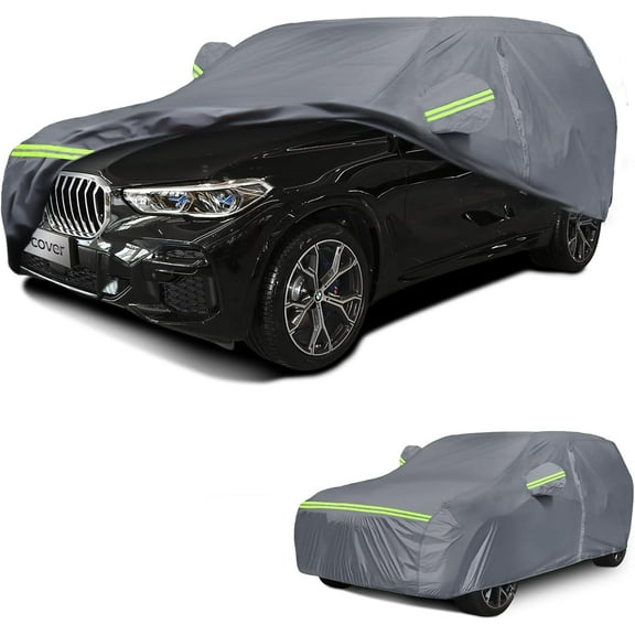 SUV Car Cover, Universal Car Cover Waterproof All Weather with Door Zipper Universal Fit Buick Enclave, Rainier, Chevrolet Traverse,Dodge Durango,Nitro, Ford Edge etc (YXL-lengths 188" to 206")