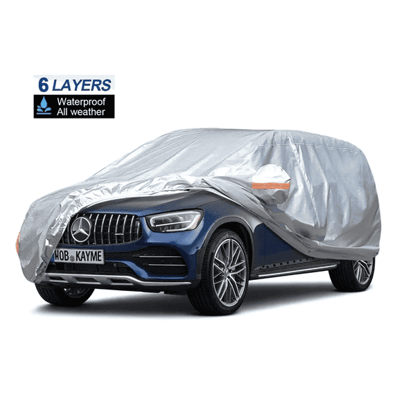 SUV Car Cover Waterproof All Weather , Size A4 Fit for SUV Jeep up to 181 inch, Black