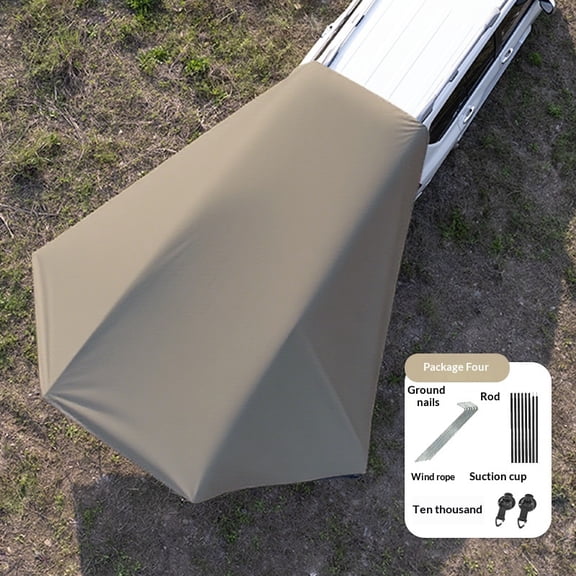 SUV Car Side Awning Roof Top Tent, Suction Cup UV Protection Sun Shade Shelter, Silver Coated Black Glue Waterproof Canopy, Portable Outdoor Camping Rear Car Tent for Travel Picnic Driving Tour