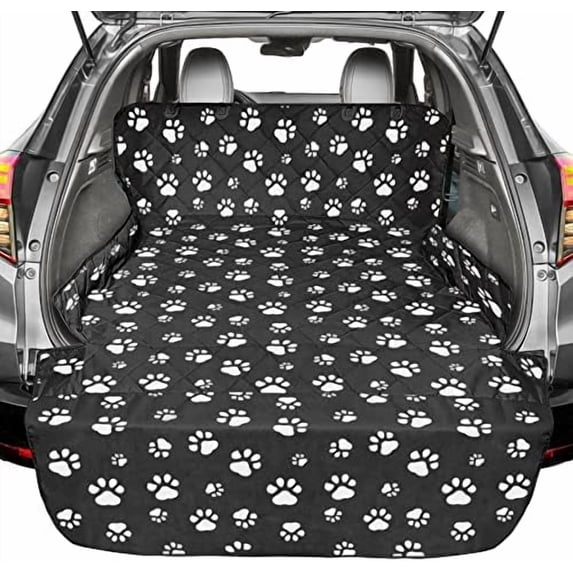 SUV Cargo Liner for Dogs, Upgraded Extra Large Water Resistant Pet Cargo Cover Dog Seat Cover Mat for SUV Sedans Vans with Bumper Flap for Full-Size SUVs Vans, Paw Print