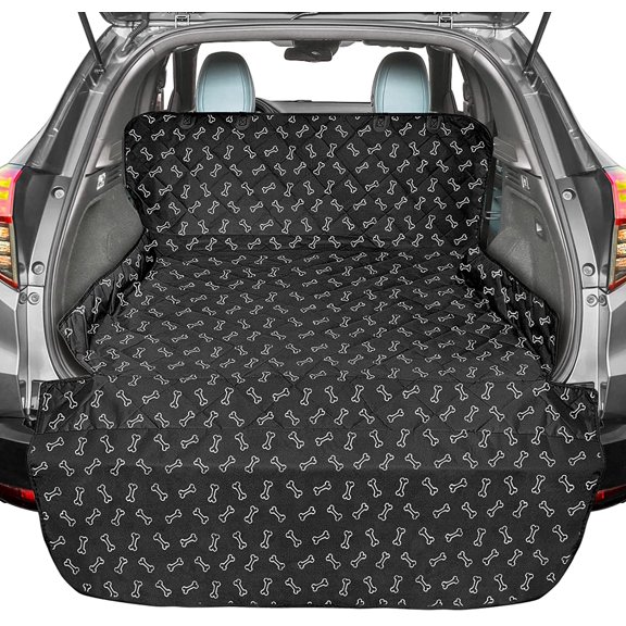 SUV Cargo Liner for Dogs, Water Resistant Pet Cargo Cover Dog Seat Cover Mat for SUVs Sedans Vans with Bumper Flap Protector, Non-Slip, Large Size Universal Fit, Bone