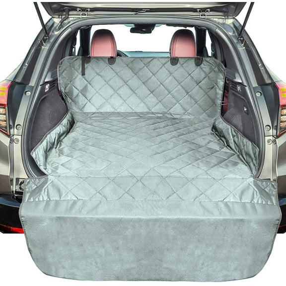 SUV Cargo Liner for Dogs, Water Resistant Pet Cargo Cover Dog Seat Cover Mat for SUVs Sedans Vans with Bumper Flap Protector, Non-Slip, Large Size Universal Fit, Grey