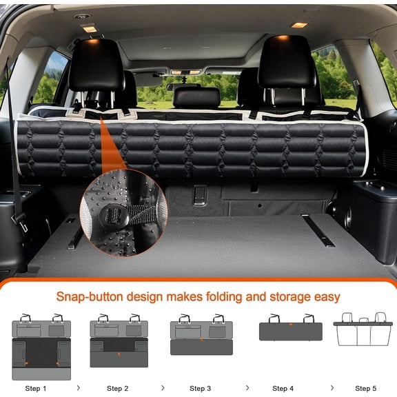 SUV Cargo Liner for Dogs, Waterproof Dog Trunk Cover with Bumper Flap Protector, Pet Cargo Mat for SUVs Sedans Vans, Non-Slip Scratchproof Dog Seat Cover, Large Size Universal Fit, Black