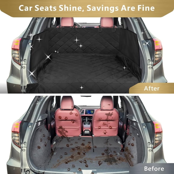 SUV Cargo Liner for Dogs - Waterproof Pet Cargo Liner with Side Flaps, Comfort Dog Cargo Cover with Bumper Flap, Scratchproof Non-Slip Large Size for SUVs Sedans Trunks Vans, Black