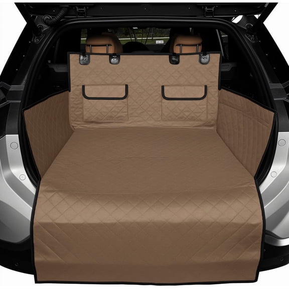 SUV Cargo Liner for Dogs,Waterproof Trunk Cover Dog Car Seat Mat for SUVs Sedans Vans with Bumper Flap Protector,Non-Slip,Large Size Universal Fit,Brown
