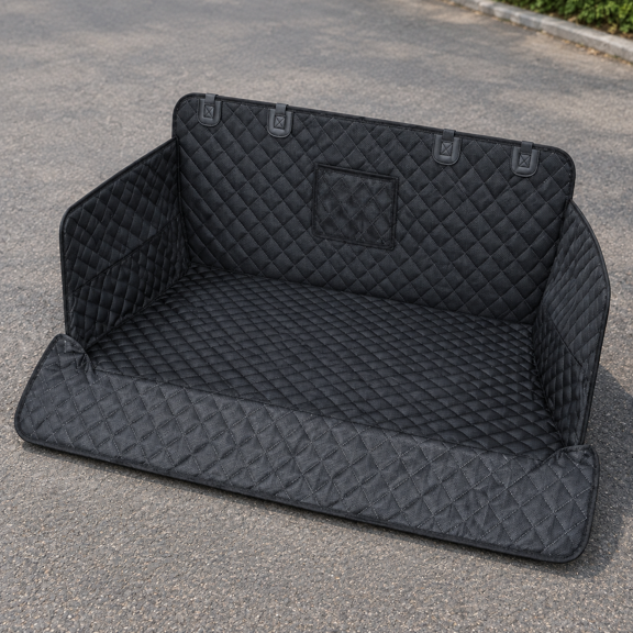 SUV Cargo Liner for Dogs with Bumper Flap Protector, Black, Large Size