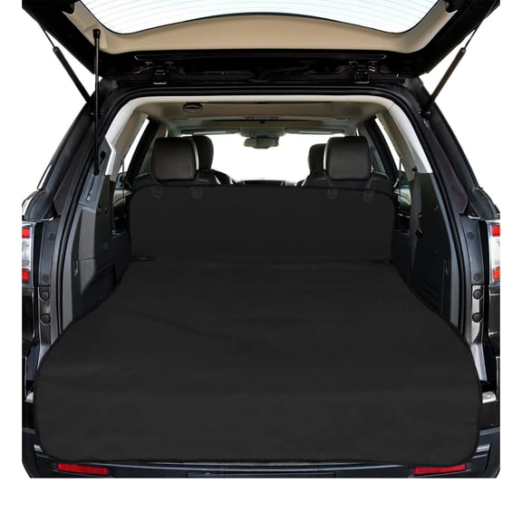 SUV Dog Cargo Liner, Waterproof Pet Trunk Mat with Bumper Flap, Scratchproof Backseat Cover for Large SUVs Sedans Vans, Universal Fit, Easy to Clean, Black