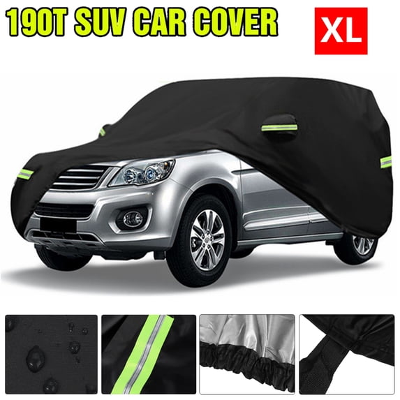 SUV Full Car Covers, Waterproof All Weather Windproof Dustproof UV Protection Scratch Resistant, Indoor Outdoor Universal Fit, Size XL