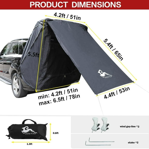 SUV Tailgate Tent - UPF 50++ with Waterproof Storage Bag, Tear-Resistant, Large Space, Good Vision, Smooth Ventilation for Outdoor Beach Camping