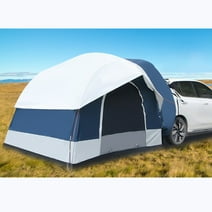 SUV Truck Car Tent, Outdoor Camping Tent Car Shelter Tent Portable Sunshade Canopy 8x6ft for 4-5 People White Blue