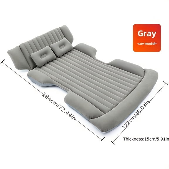 SUV Trunk Inflatable Air Bed, Grey Black Foldable Portable Sleeping Mattress for Car Travel, Camping, Beach Picnic