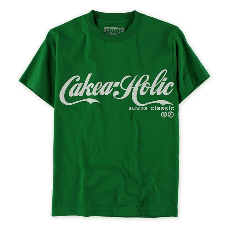SUVAS Mens Cake A Holic Logo Graphic T-Shirt, Green, Large