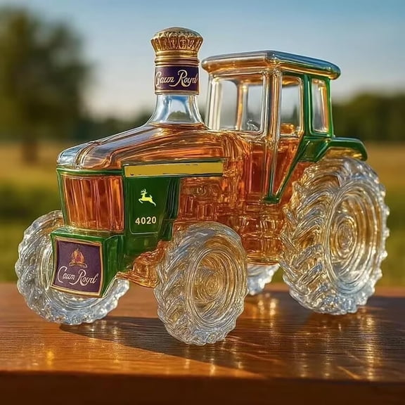 SUVISUKUA 300ML Green Car Shaped Whiskey Decanter - Art Statue, Tractor Whiskey Bottle, Creative Leak-proof Empty Wine Bottle Dispenser(10.15oz )
