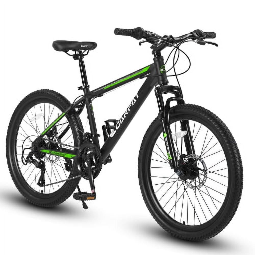 SUWU 24/26 Inches Wheels Mountain Bike High Carbon Steel Mountain Bicycles for Adults All-Terrain Tires 21-Speed MTB Suspension Fork Dual Disc Brakes for Womens Mens