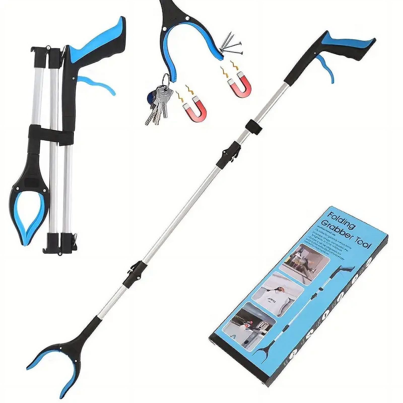 SUWU 32" Foldable Reacher Grabber Tool with Light, Trash Claw Grabber, Reaching Aid Tool for