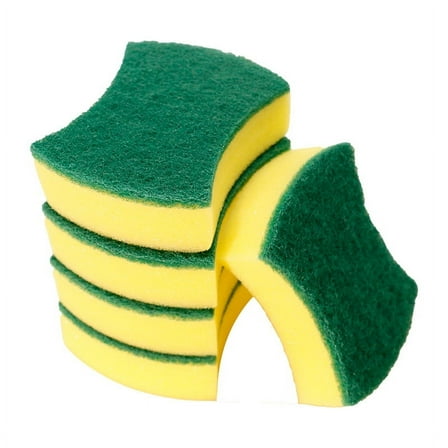 SUWU 5 Count, Double-Sided Scrubber Sponge for Kitchen Cleaning, Non-Scratch Sponges for Dishes, Efficient Scouring Pad for Pot, Pan, Household, Cookware