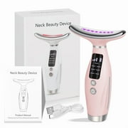 SUWU 7-in-1 Neck and Face Grooming Device with Red Light Therapy, 3 Vibration Modes and Ergonomic Design to Firm Skin and Eliminate Wrinkles,Pink