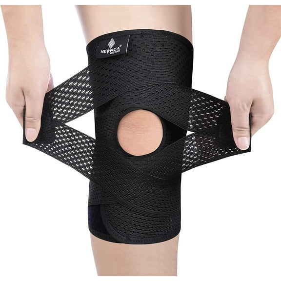 SUWU Adjustable Sport Knee Brace Pads, Air Mesh Fabric Black, Size XXXL