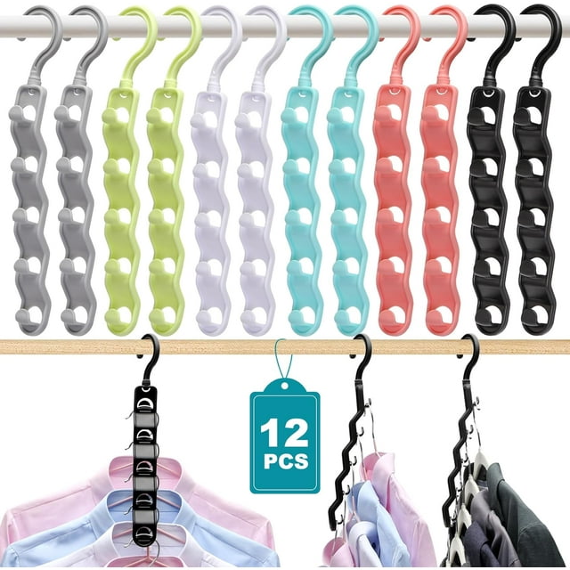 SUWU Closet Organizers and Storage,Upgraded Organization and Storage Clothes Hanger,12 Pack College Dorm Room Essentials,Sturdy Closet Organizer Home Essentials Space Saving Hangers for Thick Clothe