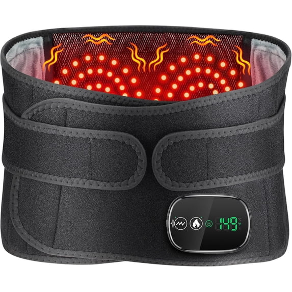 SUWU Cordless Heating Pad for Back, FSA or HSA Eligible Portable Lower Back Massager, Heated Back Brace Vibration Wrap, Heated Back Belt, Wearable Heating Pads Lumbar Support Heat Pad