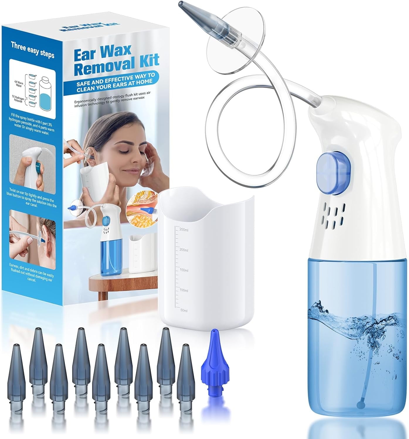 SUWU Ear Wax Removal, Ear Cleaner, Ear Wax Removal Kit, Manual Ear Irrigation Flushing System, Safe and Effective to Clean Ear Built Up Wax