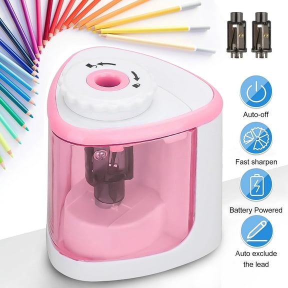 SUWU Electric Pencil Sharpener, Automatic Sharpener Fit for No.2 and 6-8 mm Pencils, Electric Sharpener with Auto Stop - Pink