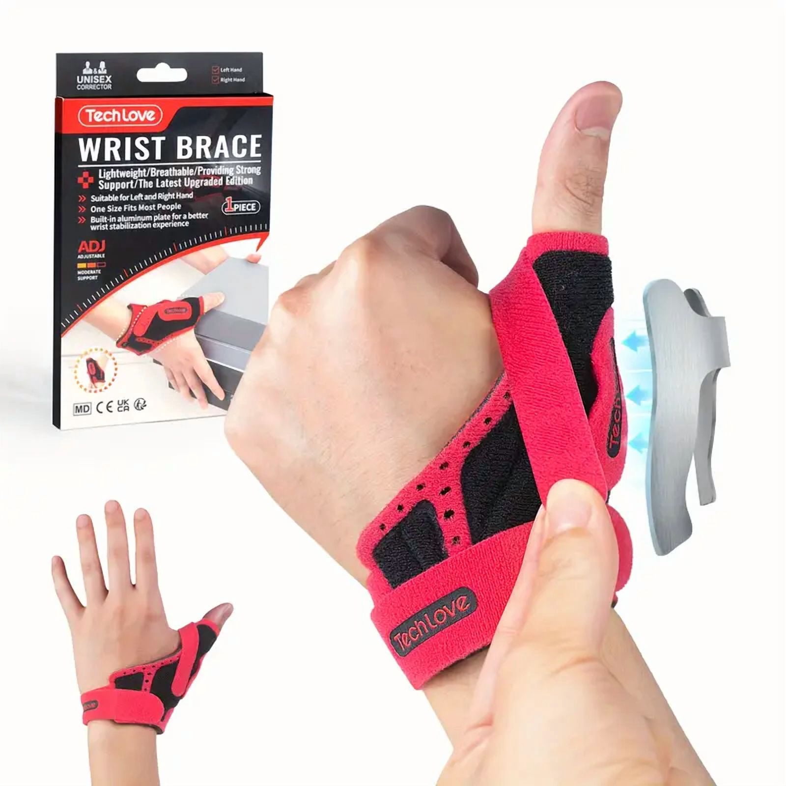 SUWU Ergonomic Thumb Support Brace with Aluminum Insert, Adjustable ...