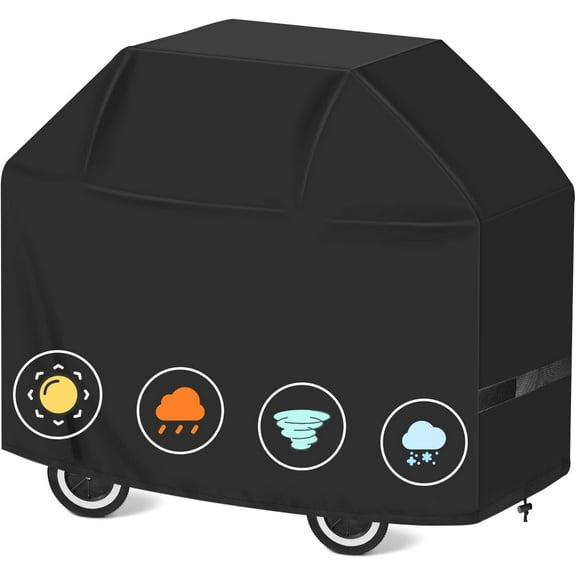 SUWU Grill Cover,58 inch Grill Covers for Backyard Grill,Heavy Duty Grill Cover for Outdoor Waterproof Gas Grill Cover,UV and Fade Resistant BBQ Cover for Grills up to 56-in Width,Black